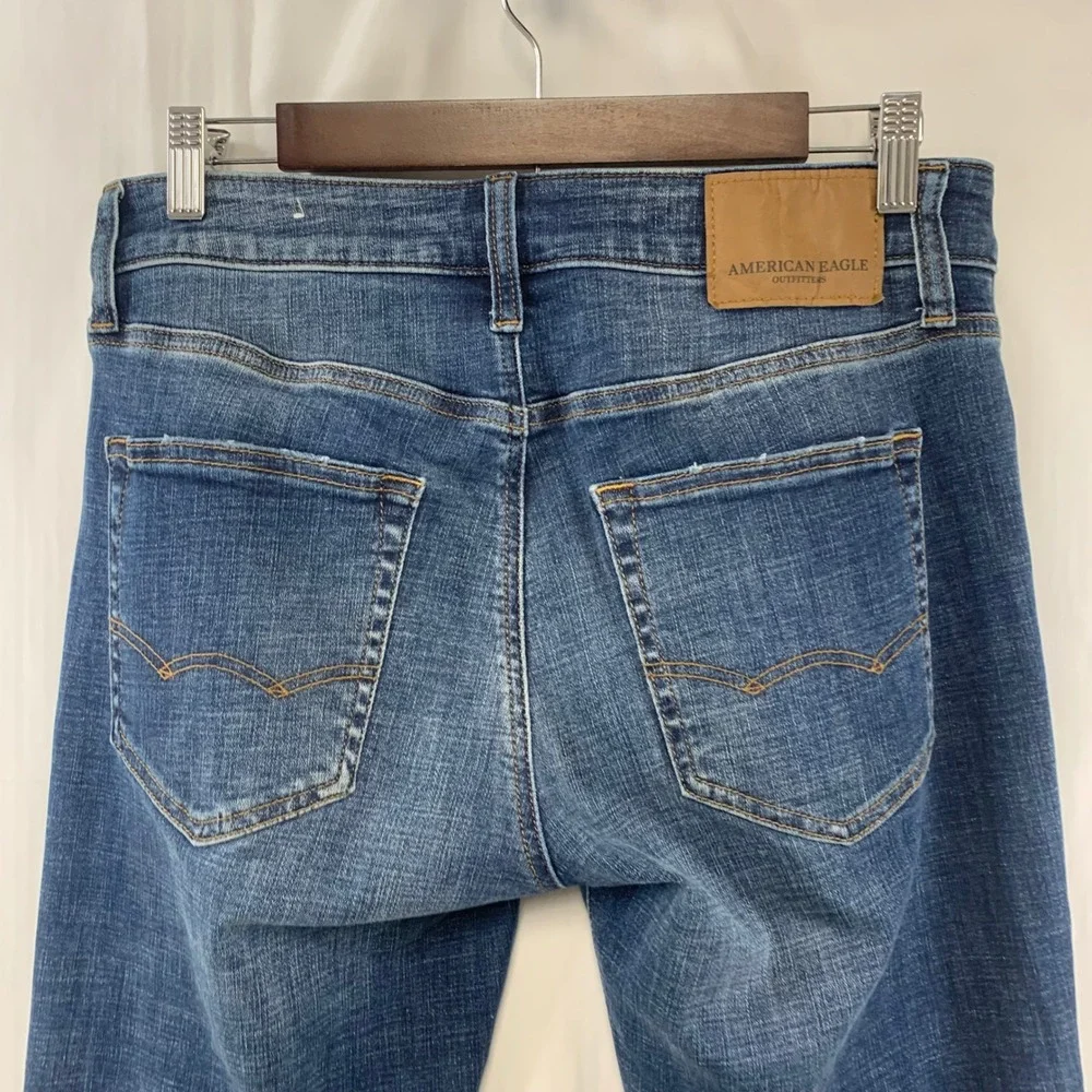 American‎ Eagle Slim Straight Jeans Mens 30x34 Blue Distressed Ne(x)t Level Flex